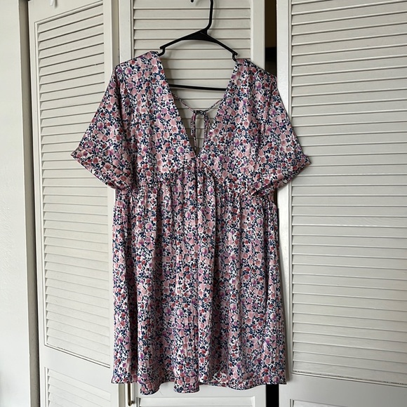 express yourself blush pink floral print satin babydoll dress